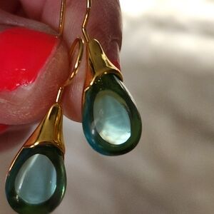 Elegant Gold and Green Teardrop Earrings
